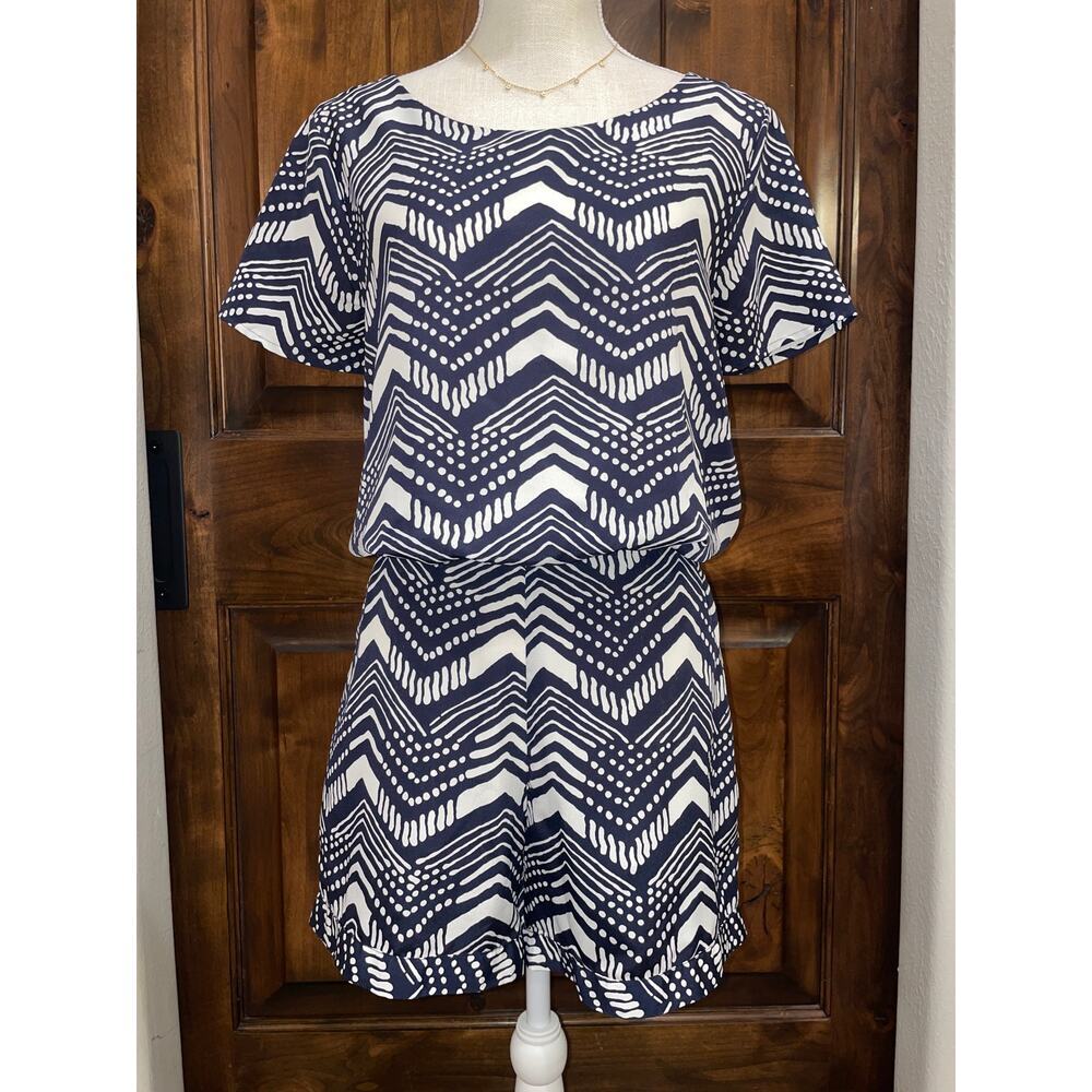 J Crew Women’s Black/White Summer Romper with Pockets Size 4